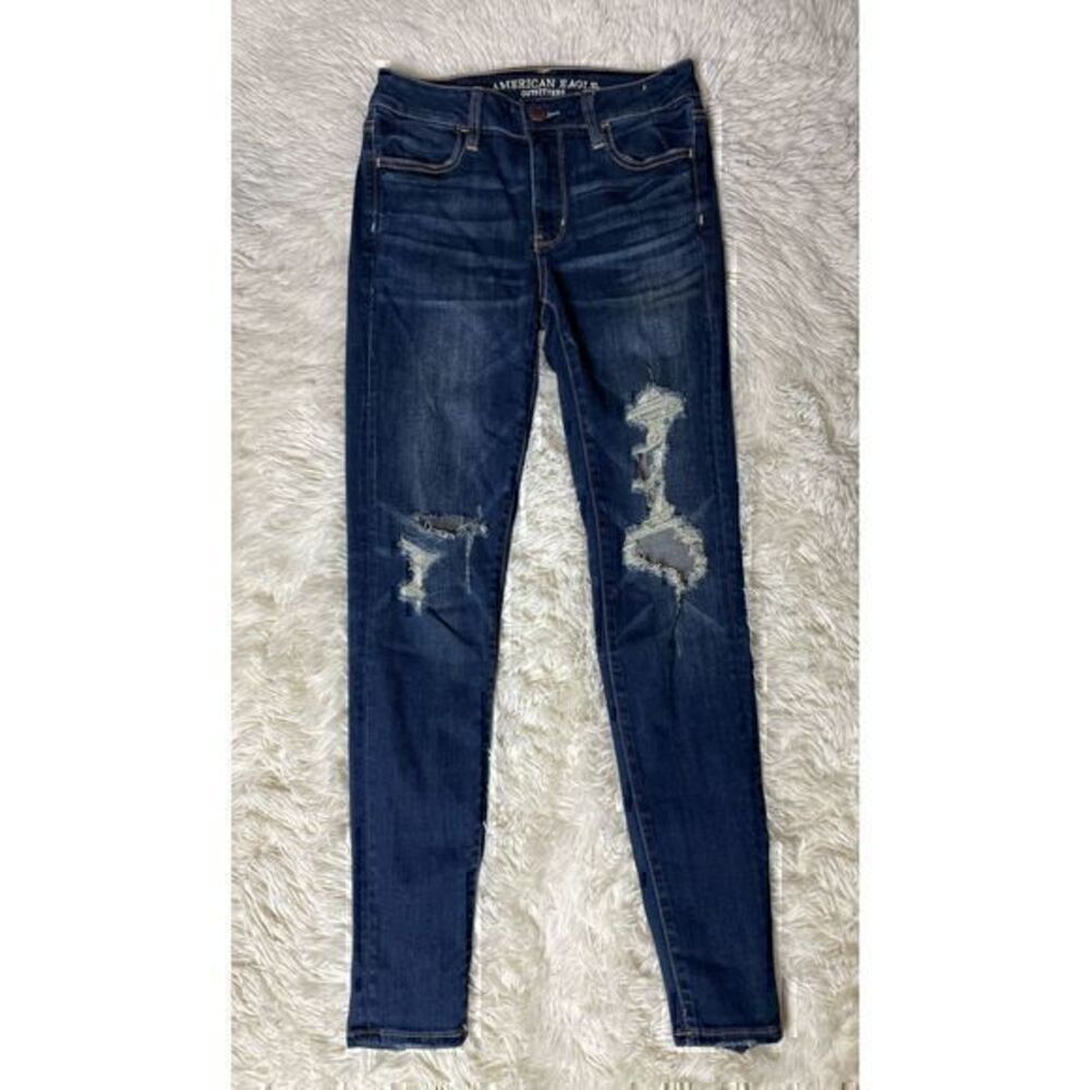 EUC American Eagle Super Stretch X Hi-Rise Distressed Jegging Size 4